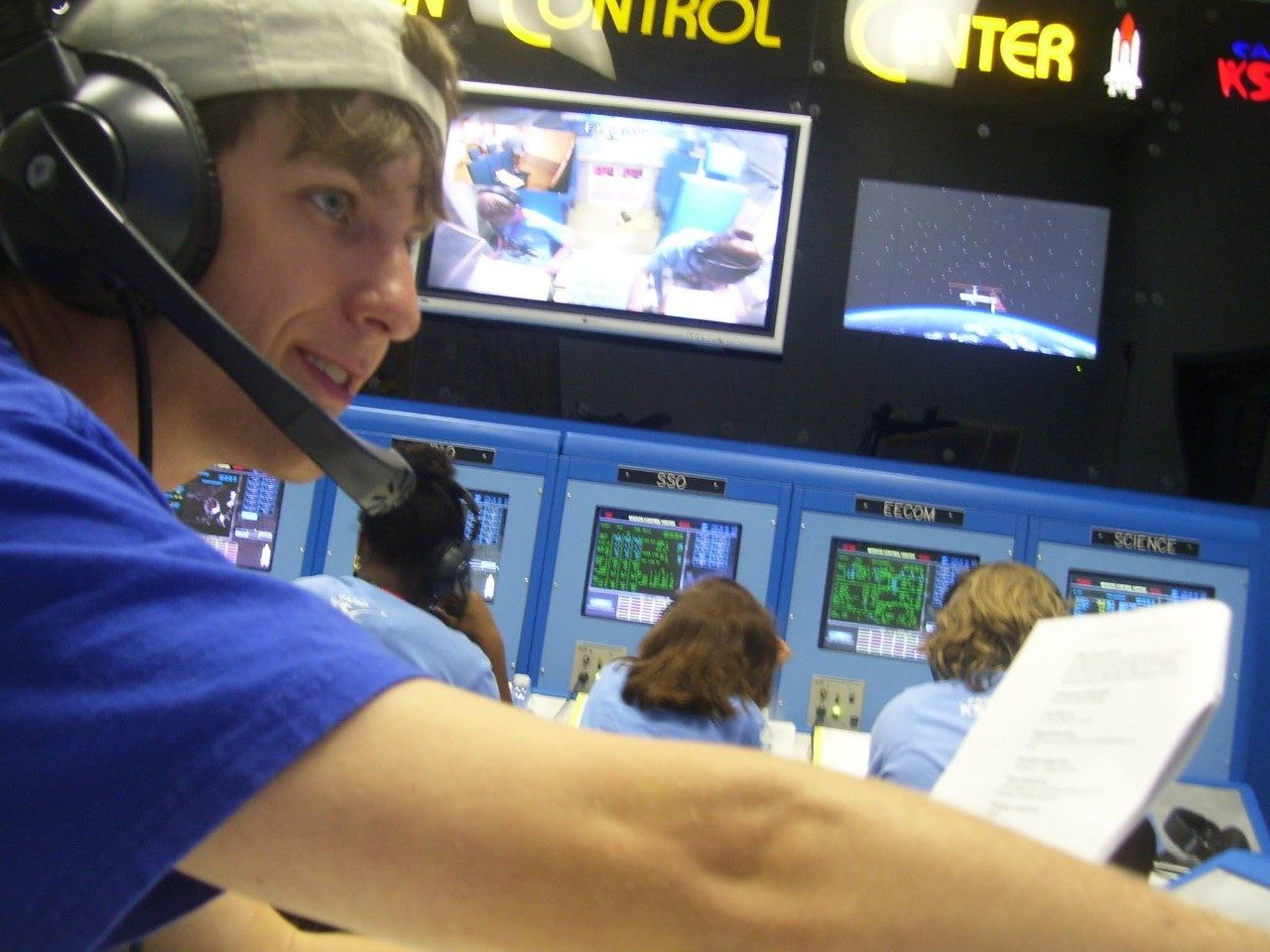 Barry running a simulated shuttle mission in 2008, located in what is today’s Lockheed Martin STAR Center, where he currently works.