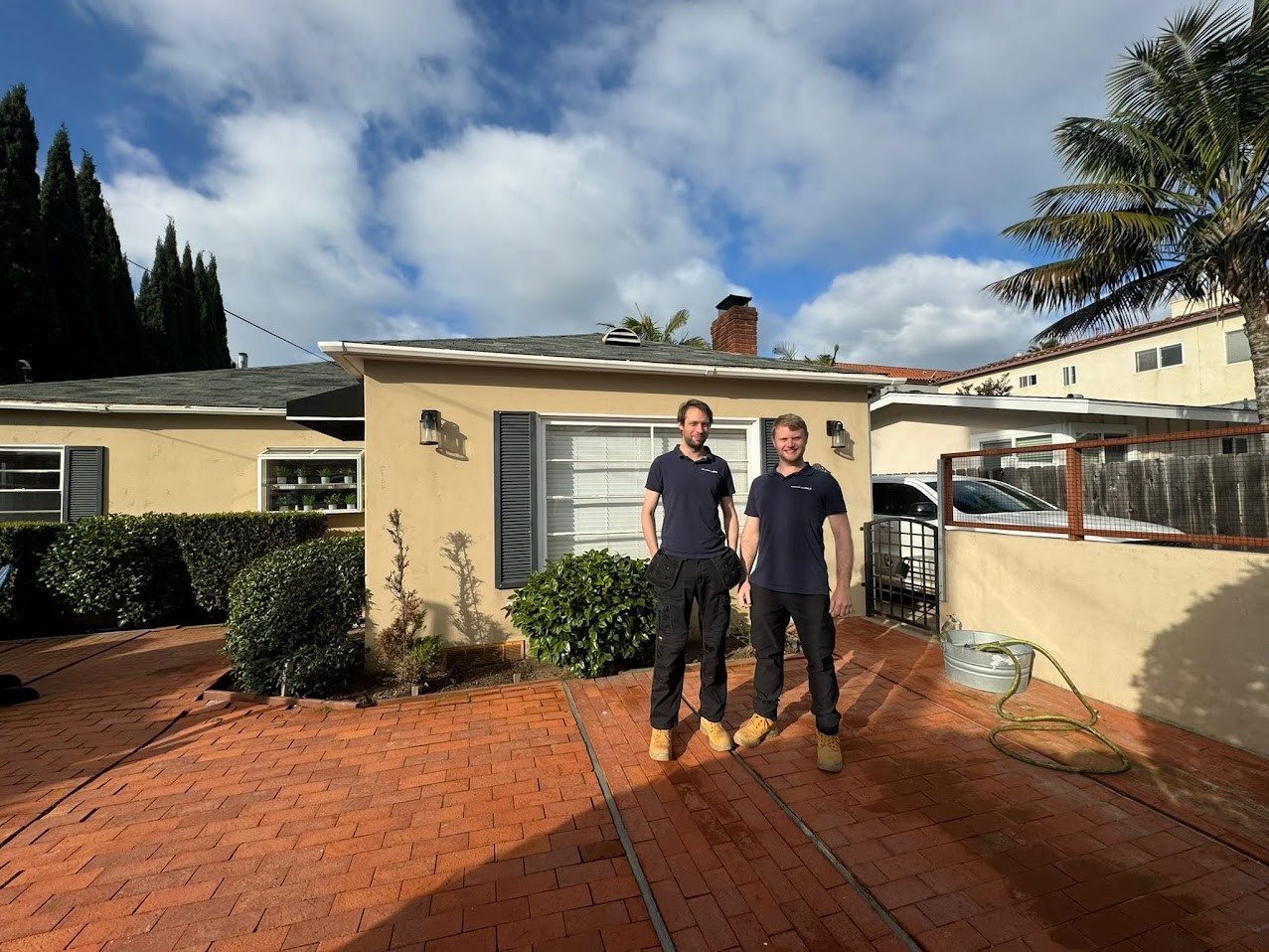 Home sweet home: Ant and Dan’s California pad, during their stay – left to right; Dan, Ant