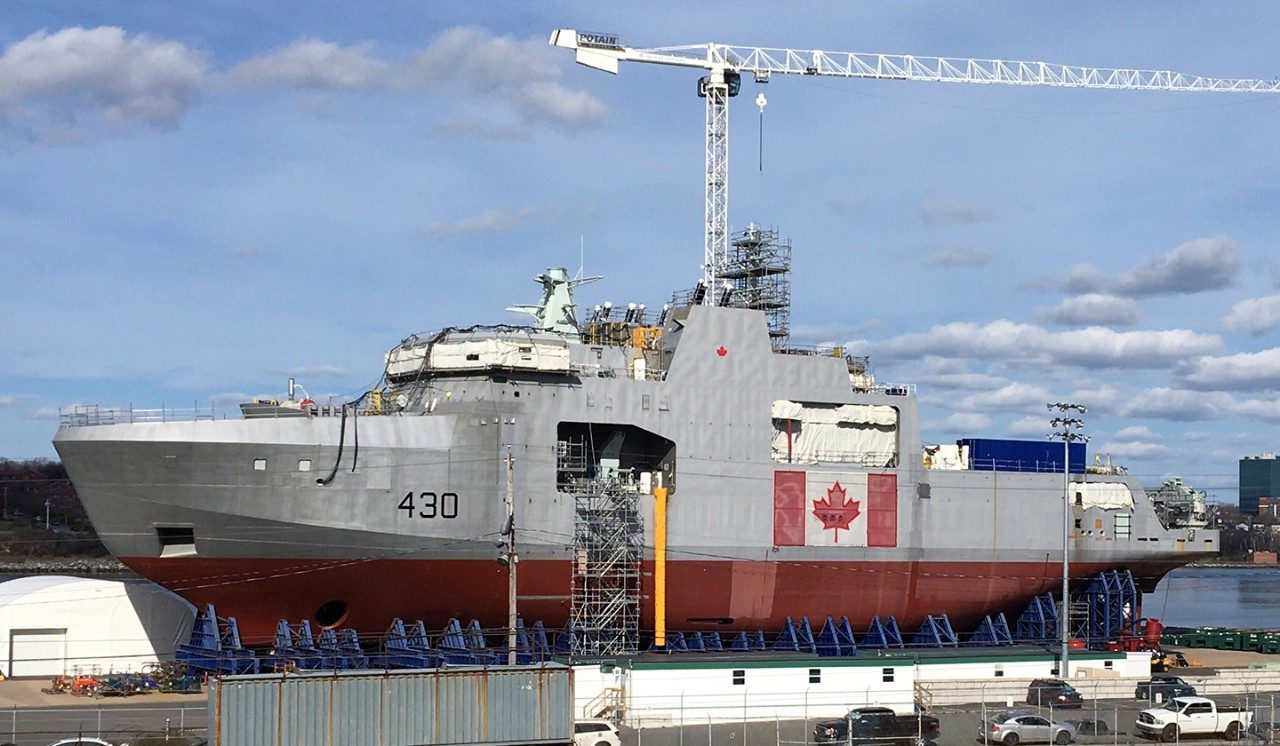 HMCS Harry Dewolf under construction in the Halifax Shipyard May 2018. Photo: Waye Mason