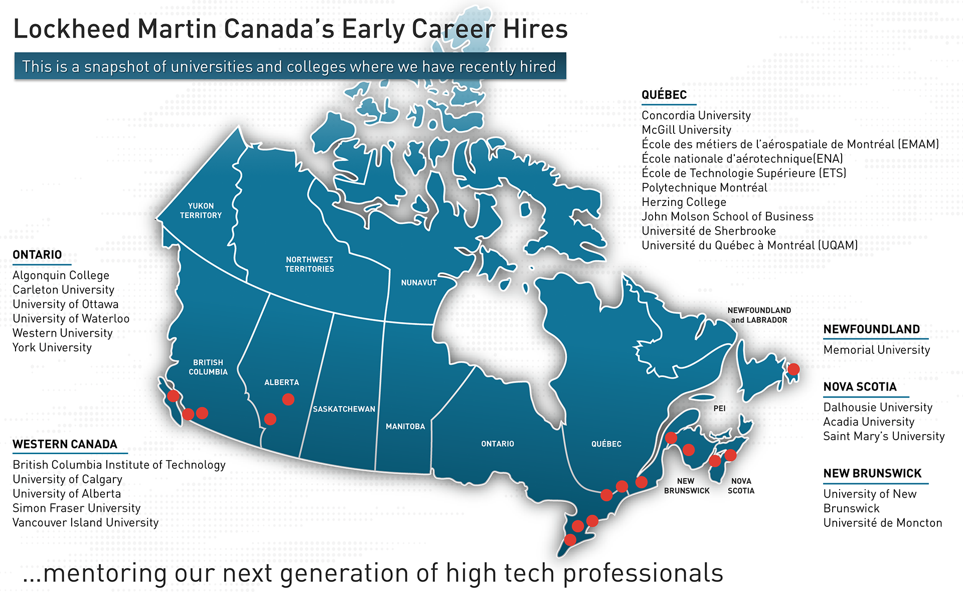 Lockheed Martin Canada Early Career Hires Map