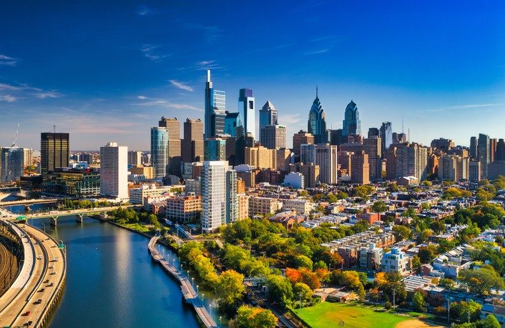 downtown philadelphia pennsylvania at night 