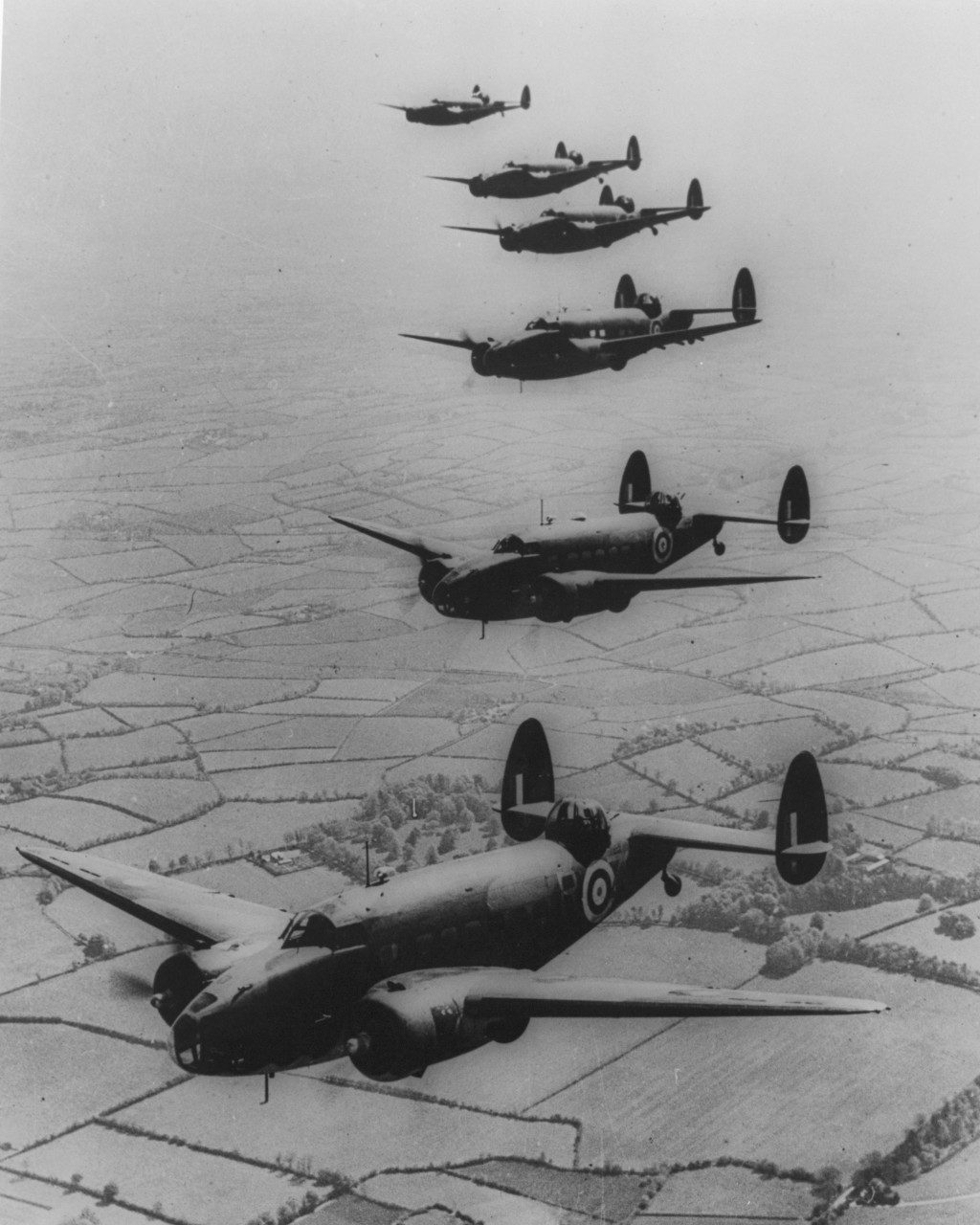 1940  - Formation flight of six Hudson's over England.