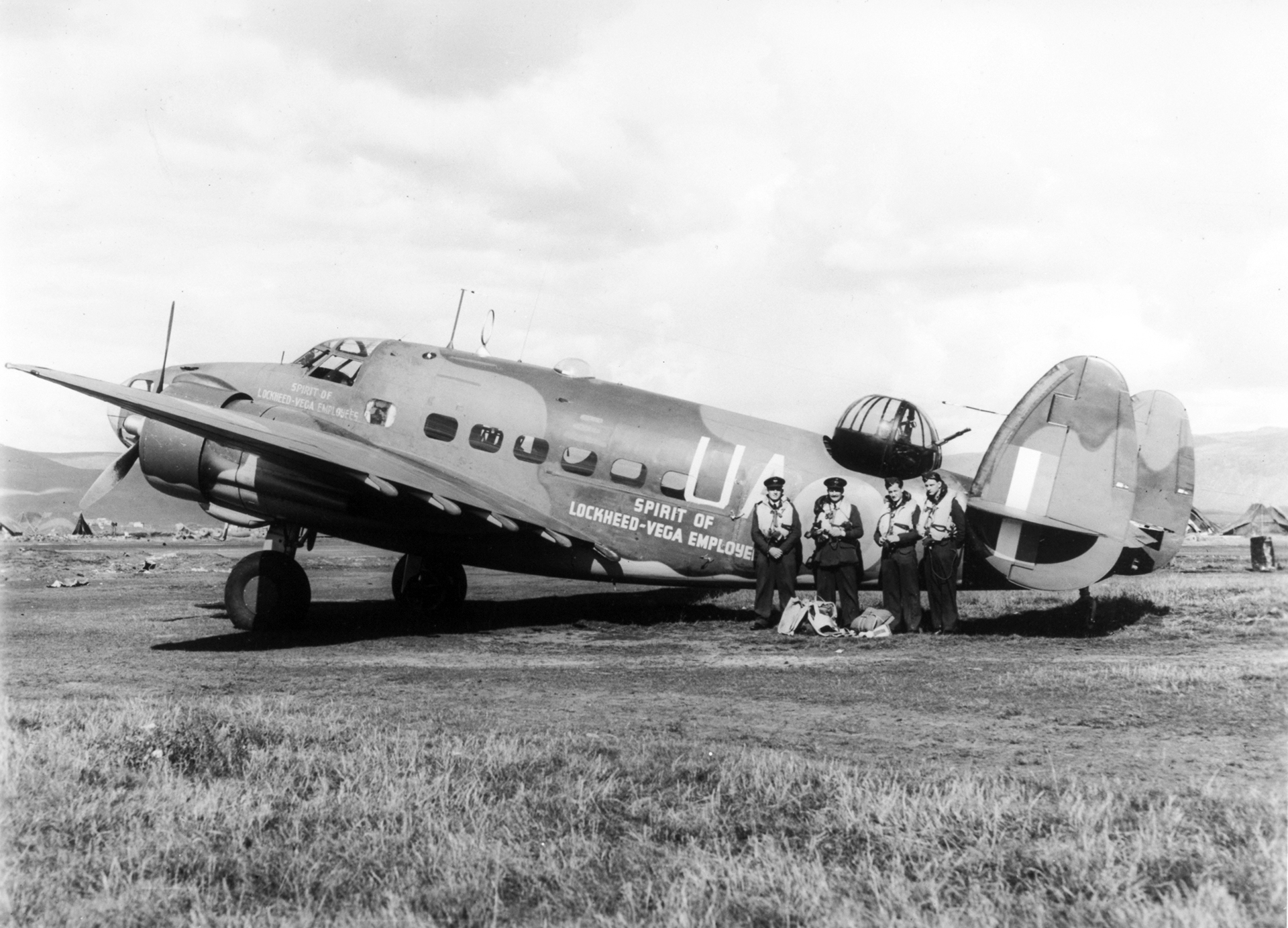 Spirit of Lockheed Vega Employees, with RAF crew. The aircraft was donated by Lockheed and Lockheed employees.