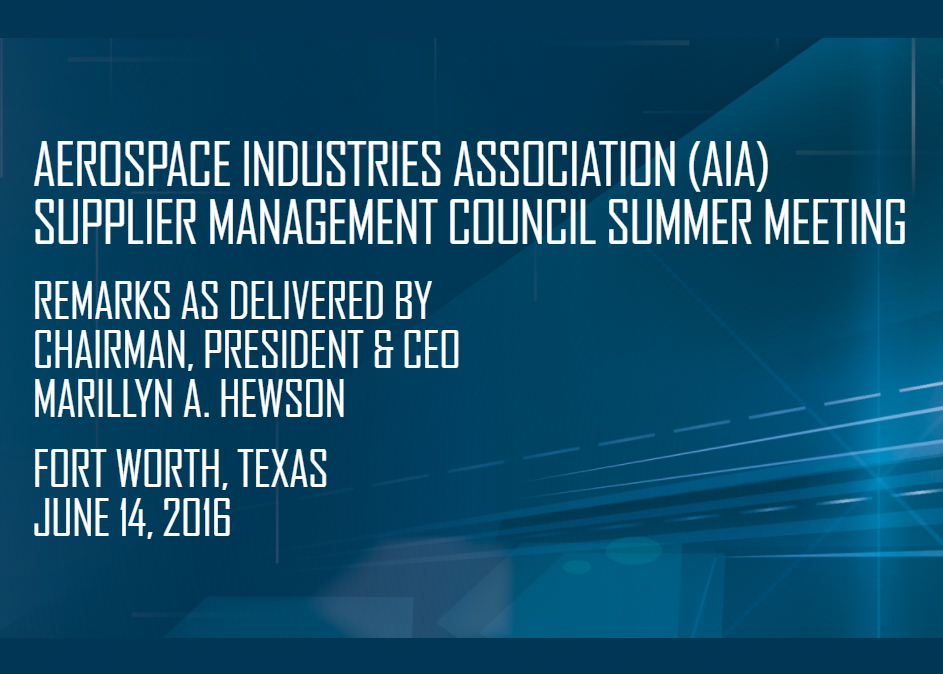 Lockheed Martin Disqualification Statement Example AIA Supplier Management Council Summer Meeting | Lockheed Martin