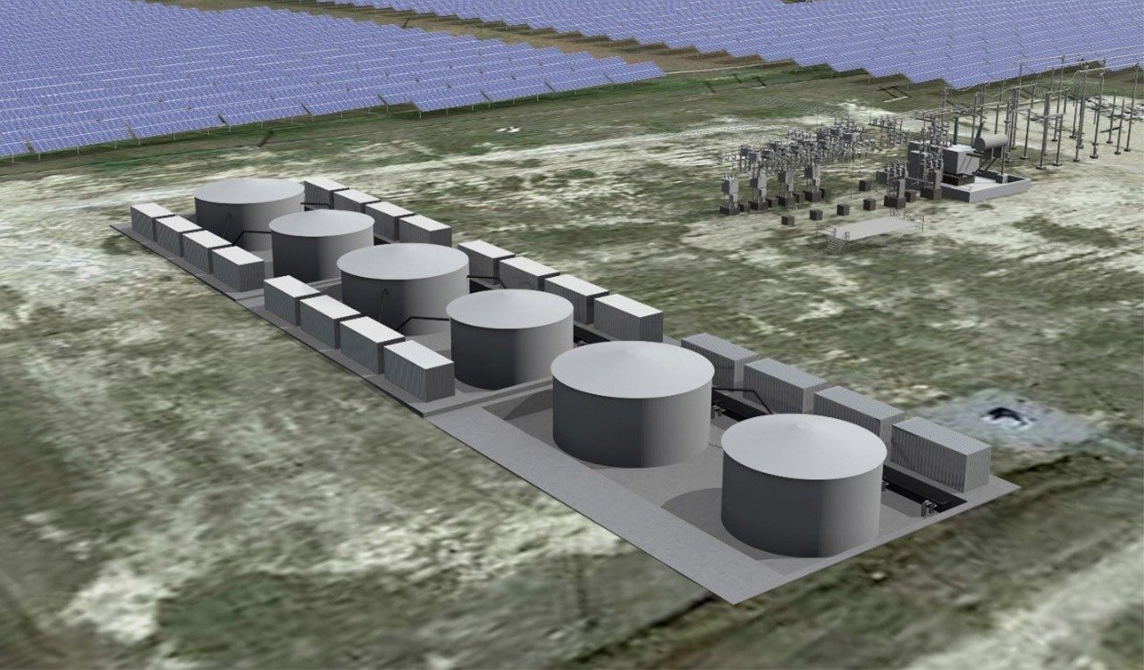Rendering of the TC Energy 300-acre Saddlebrook Solar + Storage Project featuring Lockheed Martin’s GridStar® Flow energy storage system