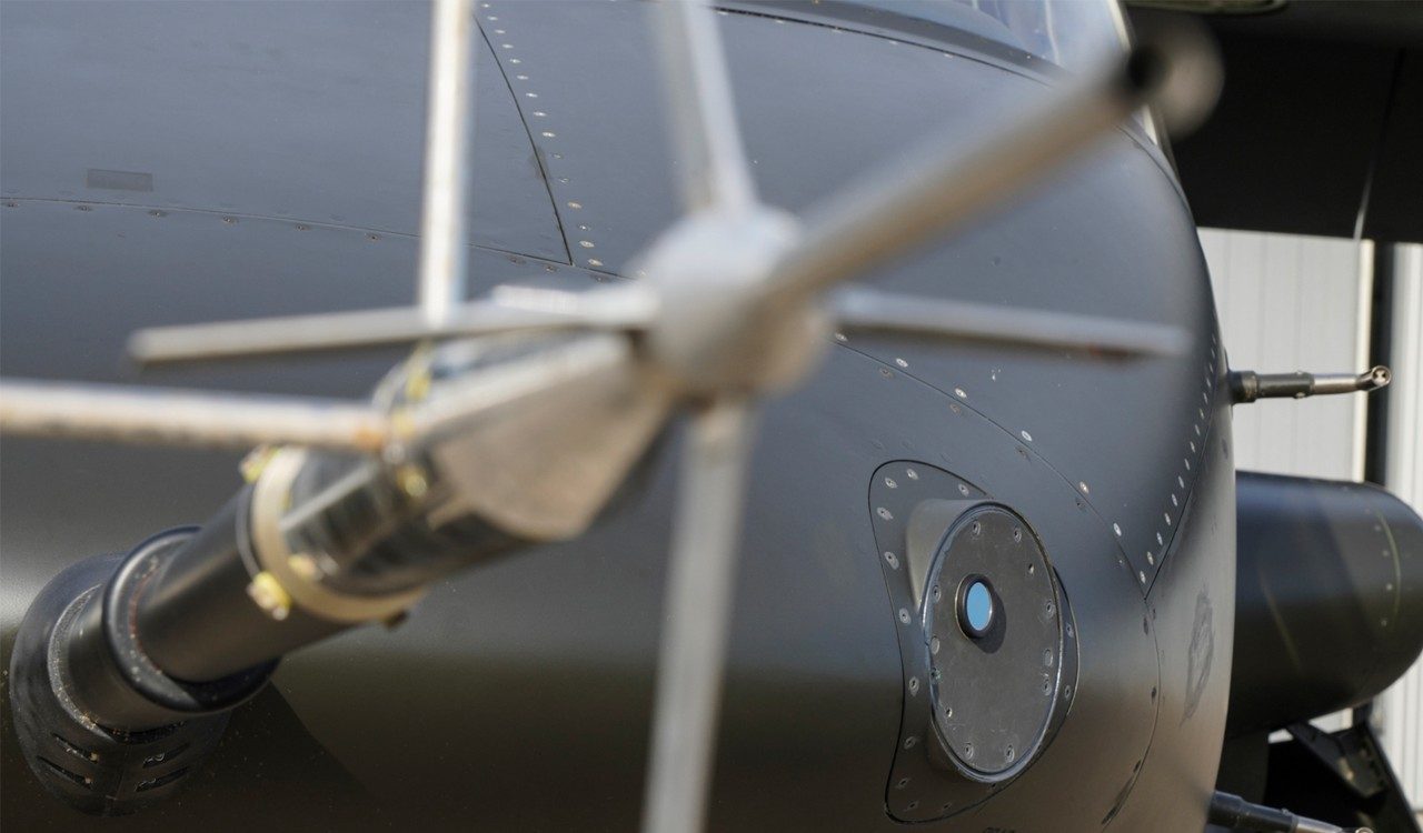 An SBF FPA is at the core of  Lockheed Martin’s Pilotage Distributed Aperture Sensor (PDAS) sensor. PDAS is the first tactical installation of a multi-functional DAS system for Army aviation. Photo courtesy of Bell.