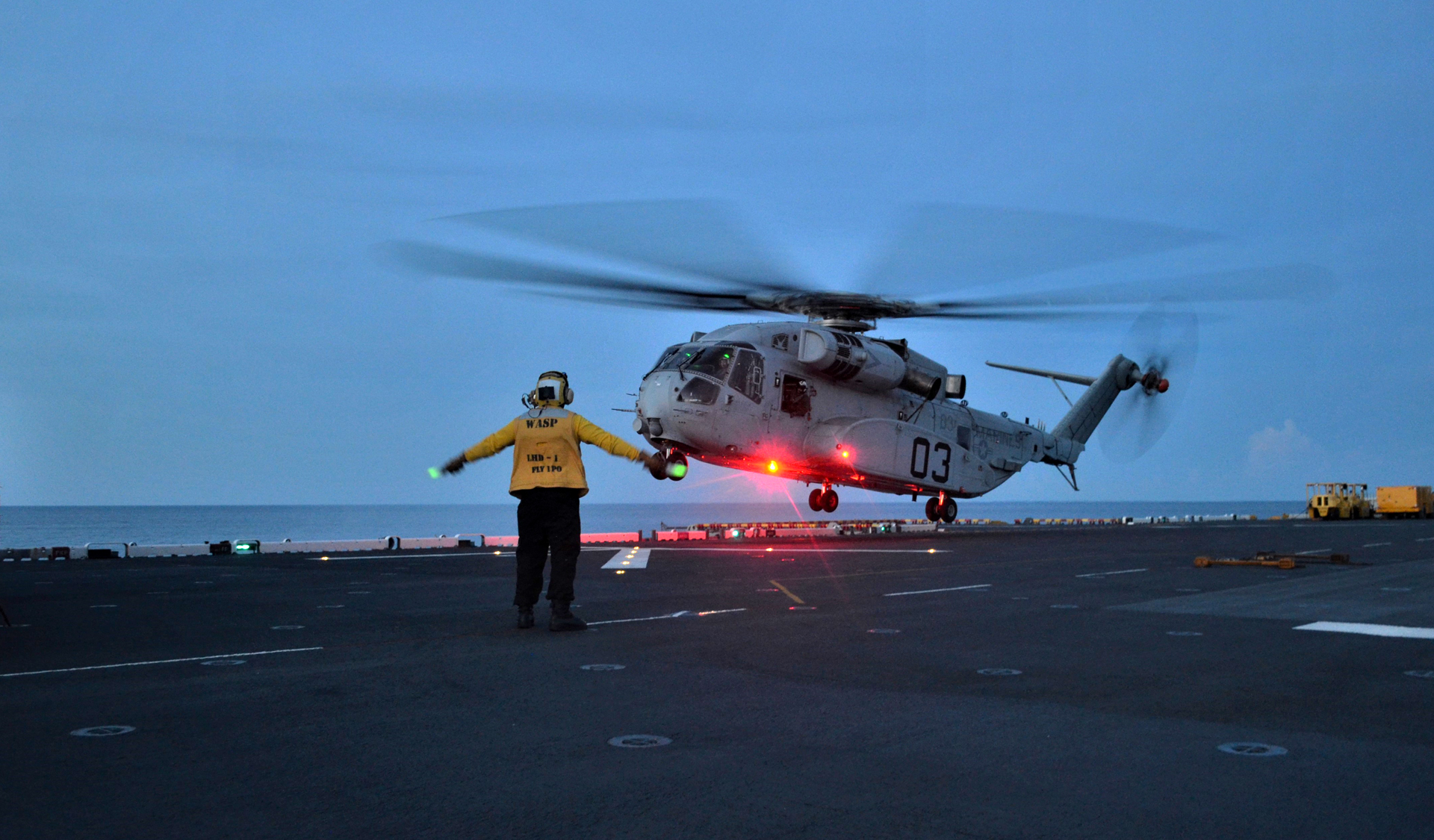 The CH-53K completed landings and takeoffs day and night in varying wind conditions. (US Navy photo)