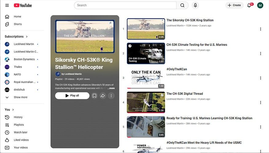 YouTube: CH-53K library