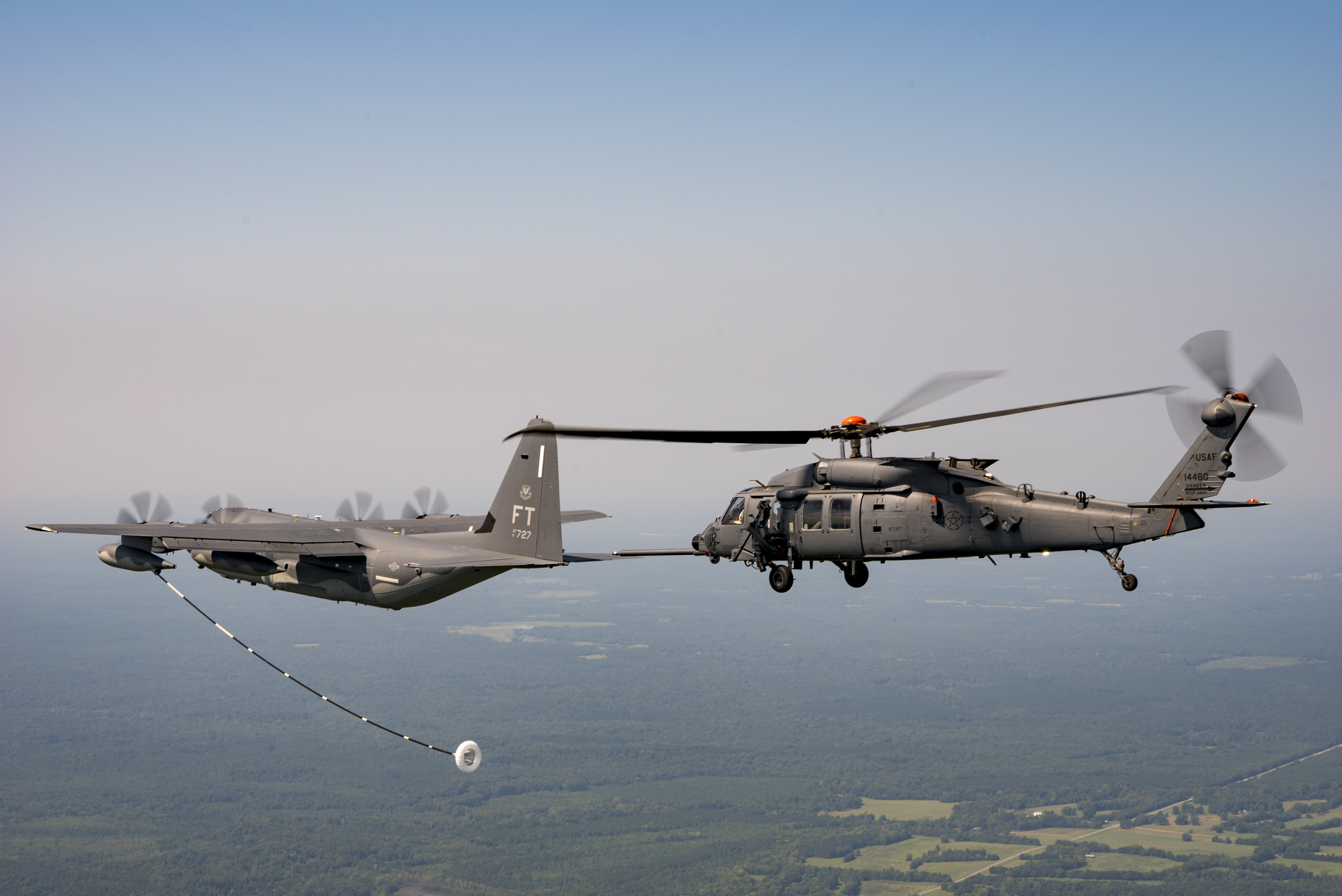HH-60W Jolly Green II Combat Rescue Helicopter completes an air-to-air refueling test