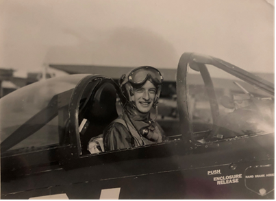 Veteran Charles “Tom” Snead in the Grumman F8F Bearcat during his service in WWII. 
