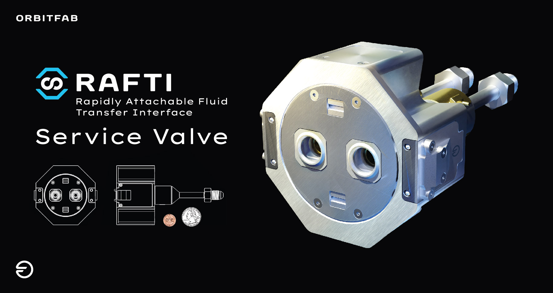Orbit Fab's RAFTI (Rapidly Attachable Fuel Transfer Interface) Service Valve that enables satellite to be refuel on-orbit.