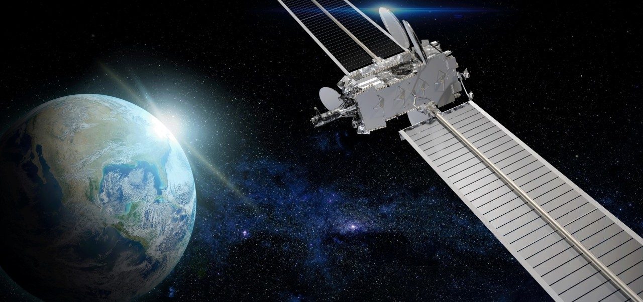 Rendering of LM2100 spacecraft above the Earth