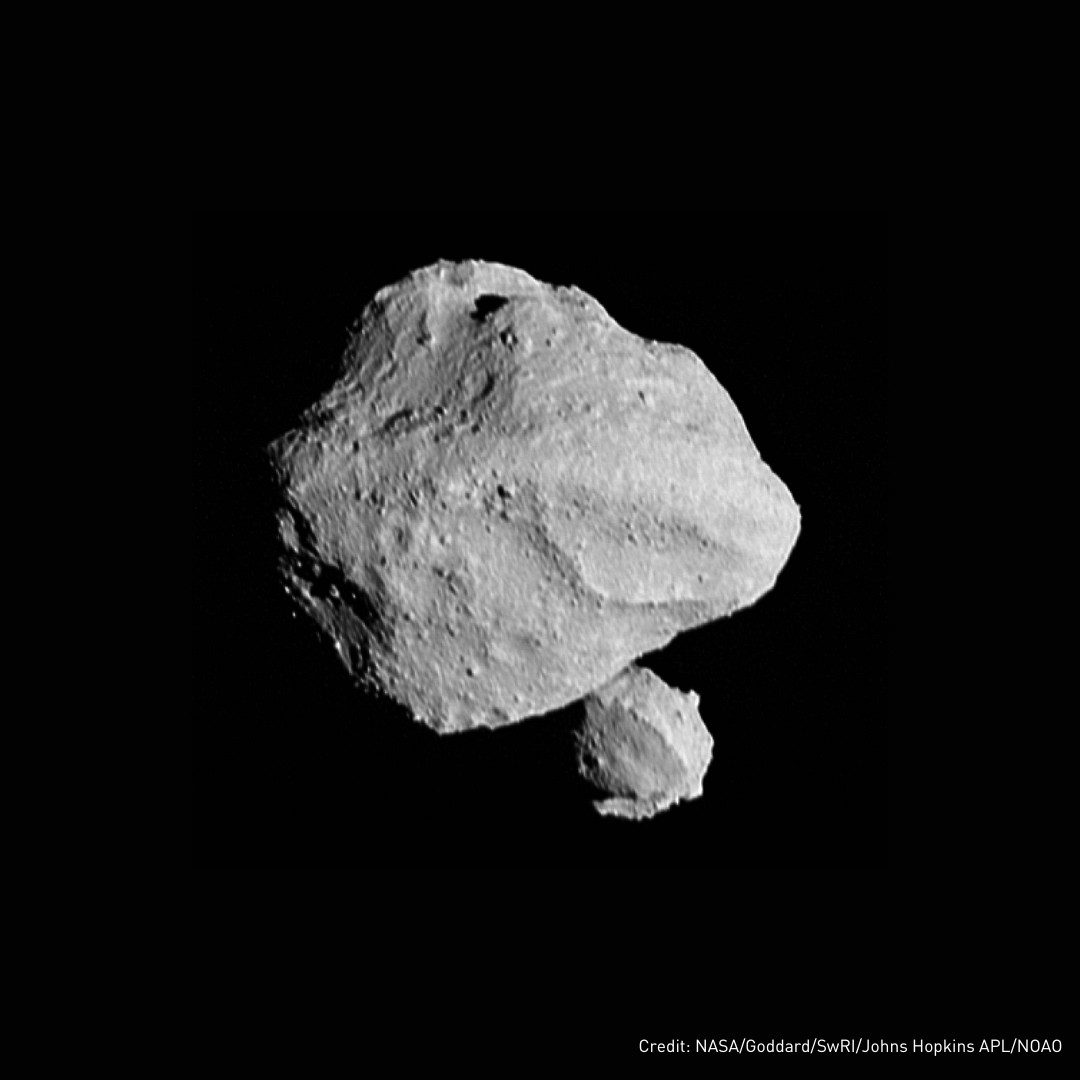 Image showing Dinkinesh asteroid and its companion asteroid during NASA's Lucy mission flyby on November 1, 2023.