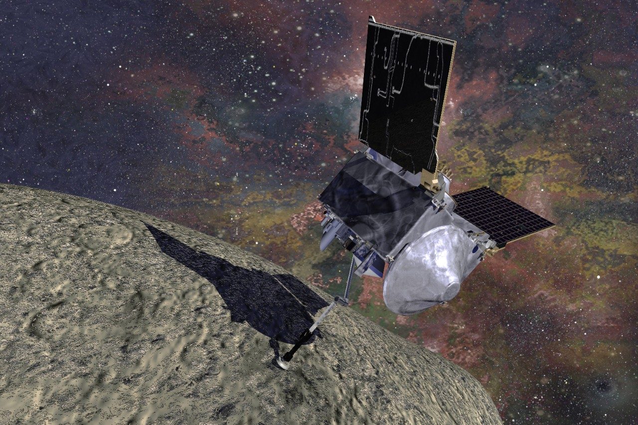 Osiris-REx asteroid Bennu tag illustration